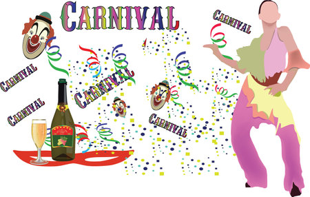 Brazilian Carnival with Ballerina and Confettiのイラスト素材