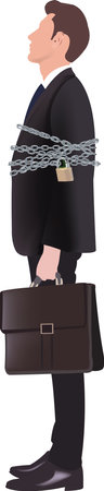 Distinguished person tied with chain and padlockのイラスト素材