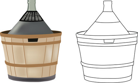 glass demijohn containing and transport of wineのイラスト素材