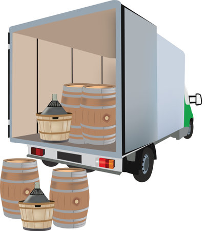 Van truck use for transporting wine demijohnsのイラスト素材