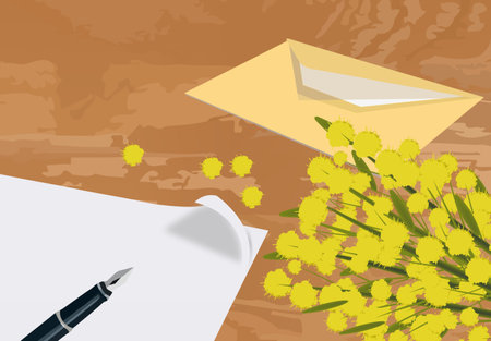 mimosa flower symbol of women's dayのイラスト素材