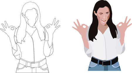 sawdust with finger signal all ok positiveのイラスト素材