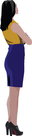 Figure of young woman standing shouldersのイラスト素材