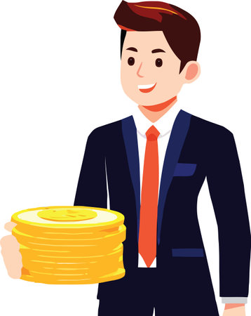 Distinguished Person Manager Holding Currencyのイラスト素材