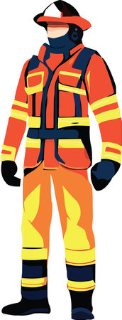 Firefighter on duty in uniformのイラスト素材