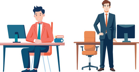 Manager Director Behind Their Deskのイラスト素材