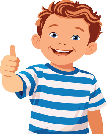 Cartoon of happy child with thumbs up okのイラスト素材