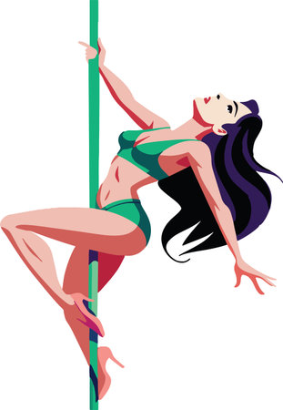 woman in costume does pole danceのイラスト素材