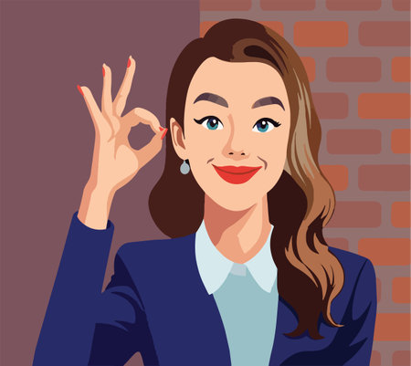 Confident businesswoman making okay gesture-のイラスト素材