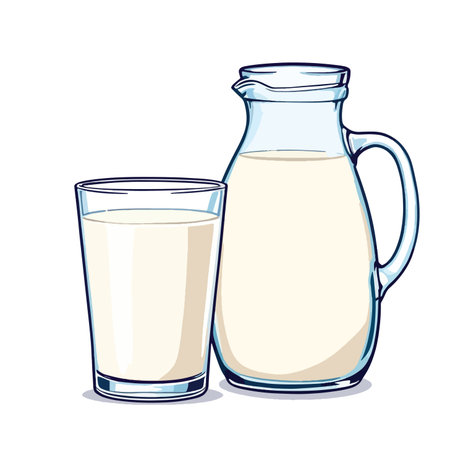 Vsai refreshing milk in a glass and jug, embodying a healthy lifestyleのイラスト素材