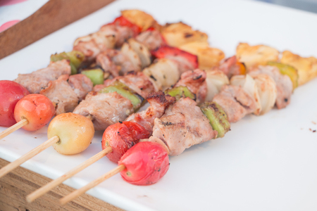 The barbecue grill festival in a street in Thailand.の写真素材