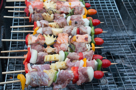 The barbecue grill festival in a street in Thailand.の写真素材