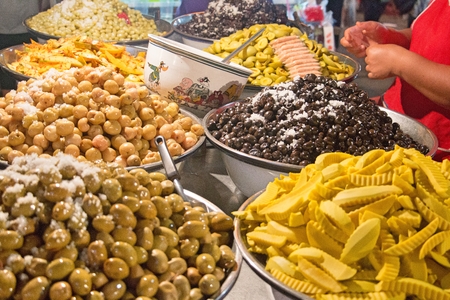 Pickled fruit is a good appetizer, colorful, edible, and fermented.の写真素材
