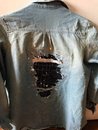 Old jeans lack dyed cotton blue indigo blue. The blue is sewn to form a perfect fit. Boro Japanese...