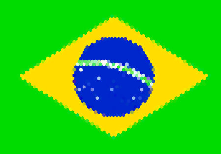 Honeycomb pattern brazilian flag vector illustration.のイラスト素材