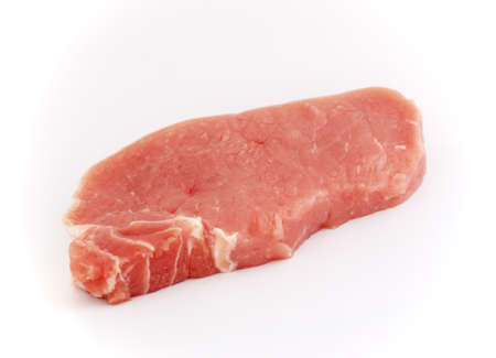 fresh raw meat isolated on whiteの写真素材
