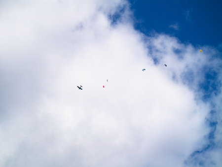 paratroopers in the skyの写真素材