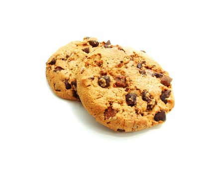 chocolate chunk cookies isolates on white backgroundの写真素材