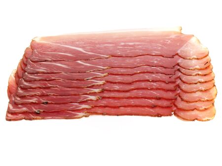 smoked coldcuts isolated on white backgroundの写真素材