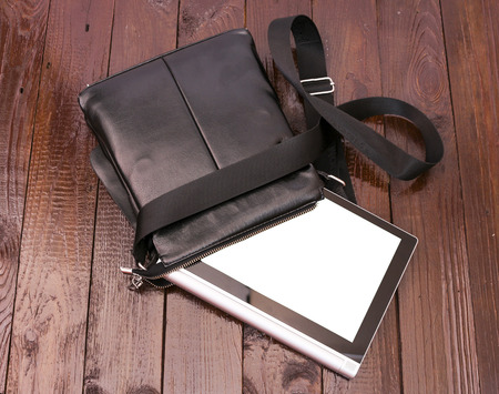 Tablet pouch composition travel. Screen isolated backgroundの写真素材
