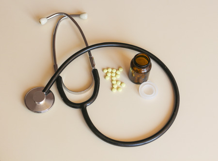 pill and stethoscopeの写真素材