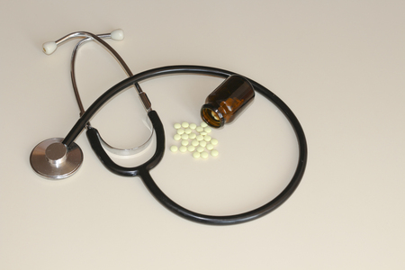 pill and stethoscopeの写真素材