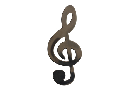 Treble clef, stainless steel isolated on white background.の写真素材
