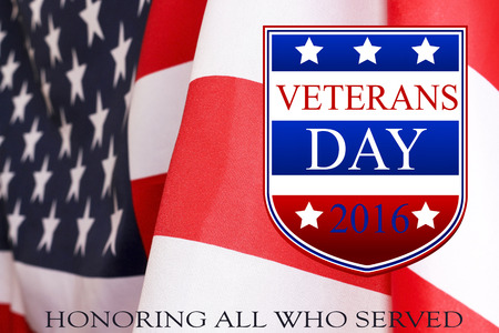 Veterans day background. Text veterans day 2016 and USA flagの写真素材