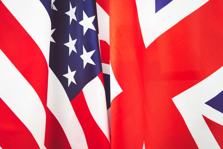 UK flag and USA Flag . Relations between countries .