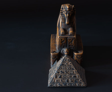 sphinx statuette and pyramid beautifully shot