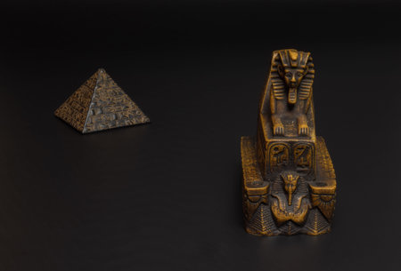 sphinx statuette and pyramid beautifully shot