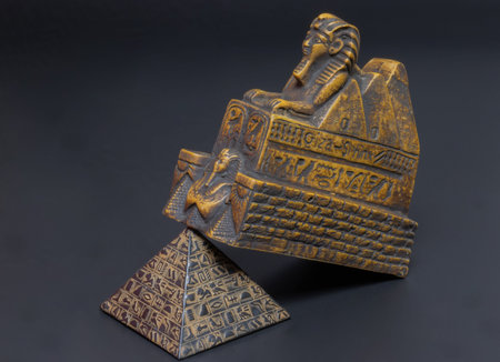 sphinx statuette and pyramid beautifully shot