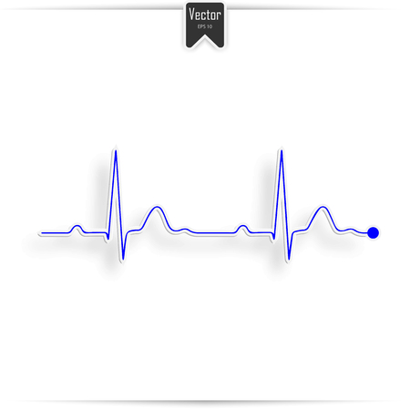 EKG symbol on white - vector medical background. Complex of cardiac contraction (ECG) on a cardiogramのイラスト素材