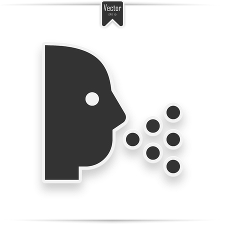 Sneezing Head shadow vector icon. The style is a flat sneezing head, a black iconic symbol on a white square background with a shadow.のイラスト素材
