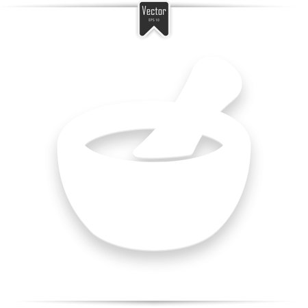 Mortar and pestle icon. Drop shadow naturopathy silhouette symbol. Alternative herbal medicine. Negative space. Vector isolated illustrationのイラスト素材