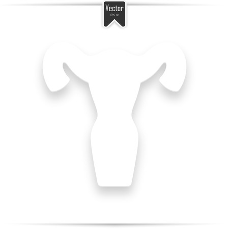 Human Body Anatomy Uterus sign. White icon with flat style shadow path.のイラスト素材