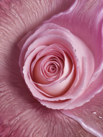 close up of pink rose petals with water drops on petals. AI Generatedの素材