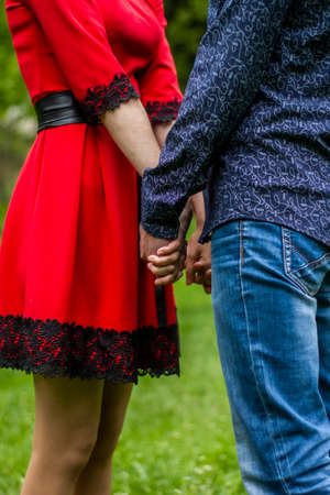 Love concept hand in handの写真素材