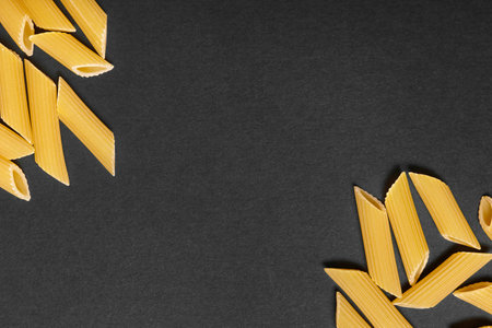pasta on a black backgroundの写真素材