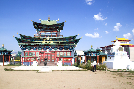 Beautiful modern Buddhist temple in the Ivolginsky datsan near Ulan-Ude. Buryatia, Russiaの写真素材