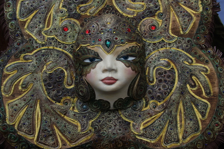 Ulan-Ude, Buryatia, Russia. Exhibition and sale of Russian and Buryat folk Souvenirs Crafts Fair. souvenir maskのeditorial素材