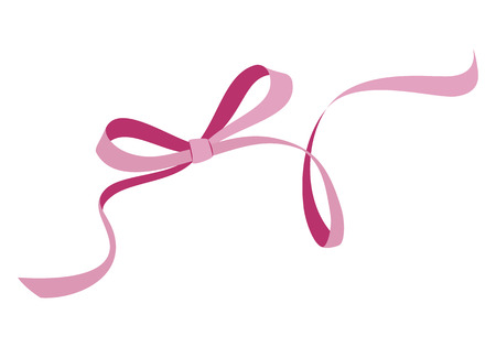 Pink ribbon bow isolated on white background vector illustration.のイラスト素材