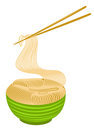 Noodle Bowl with Chopsticks vector illustrationのイラスト素材