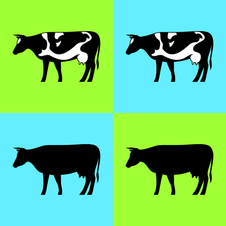 Cow vector silhouette set.のイラスト素材