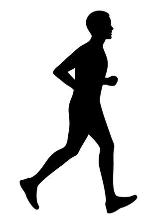 Running man black silhouette isolated  illustration. Man jogging, sport man, runner.のイラスト素材
