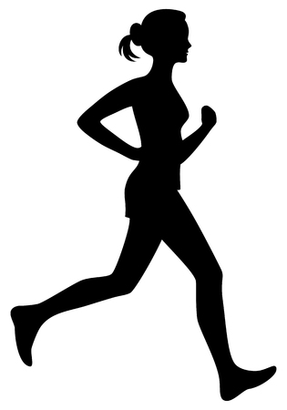 Running woman   illustration isolated, run girl silhouette.のイラスト素材