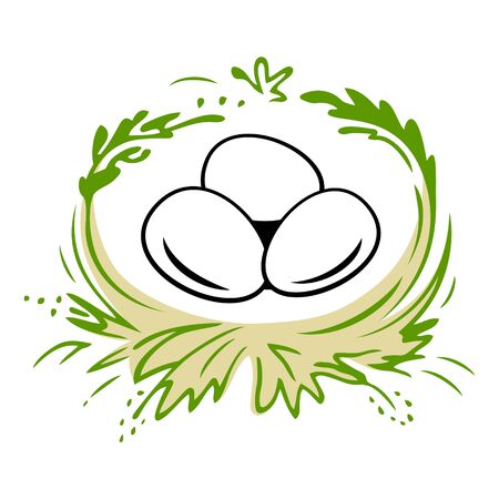 Easter Eggs In The Nest. Happy Easter Eggs Vector Illustration.のイラスト素材