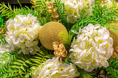 Holiday floral decoration of the Christmas tree.の写真素材
