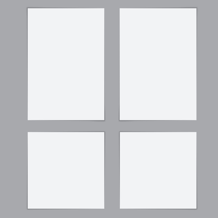 Templates Paper sheets with shadows. Realistic illustration for brochure, presentation, business card,poster, flyer, banner. Vector setのイラスト素材