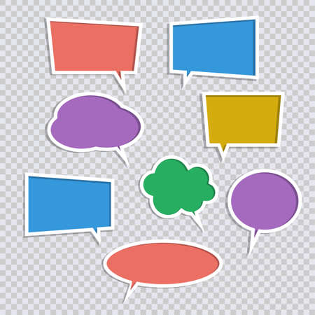 Vector set of paper color speech bubble icons with shadows. Chat, web icons. Vector illustrationのイラスト素材